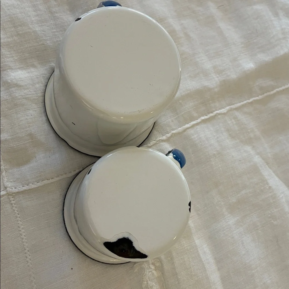 Classic White Blue Enamelware Mugs/ Shaving Mugs/Vases/Bathroom Organizers